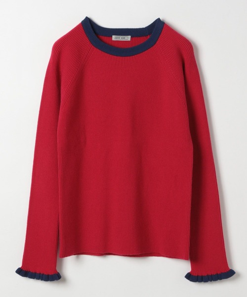 niko and...（ニコアンド）の「[MODE NORM CORE]フリルカフスリブプルオーバー（ニット/セーター・レディース・レッド/モカ/ブルー・MEDIUM/LARGE）」の8枚目の写真