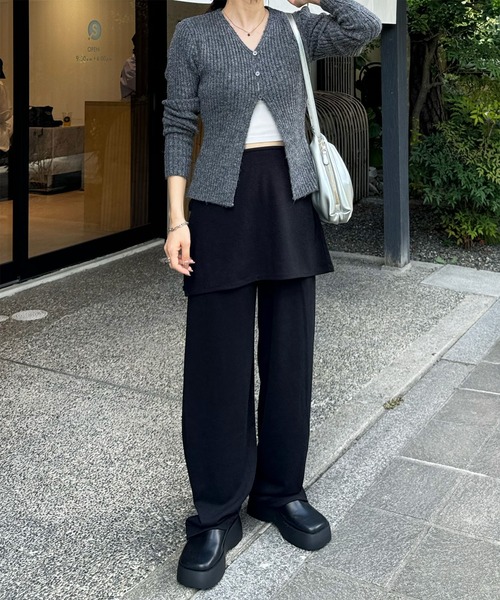 LE MORE（リモア）の「ボタンリブニットカーディガン（ニット/セーター・レディース・チャコール/アイボリー/オリーブ・FREE）」の13枚目の写真