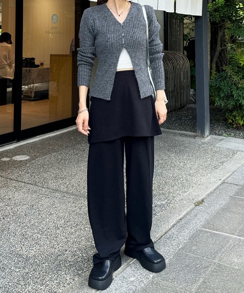 LE MORE（リモア）の「ボタンリブニットカーディガン（ニット/セーター・レディース・チャコール/アイボリー/オリーブ・FREE）」の16枚目の写真