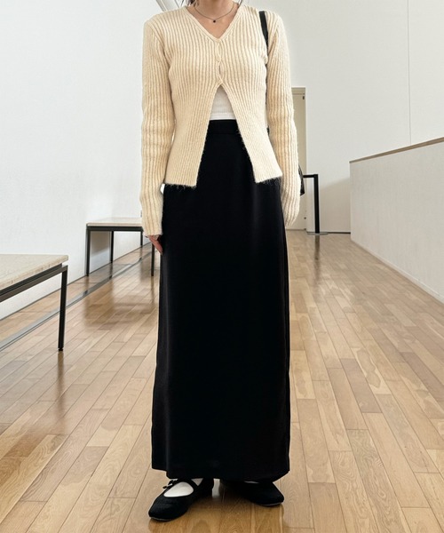 LE MORE（リモア）の「ボタンリブニットカーディガン（ニット/セーター・レディース・チャコール/アイボリー/オリーブ・FREE）」の18枚目の写真