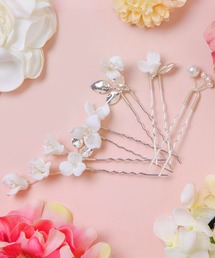 ニュアンスホワイトフラワーUピン 5本セット