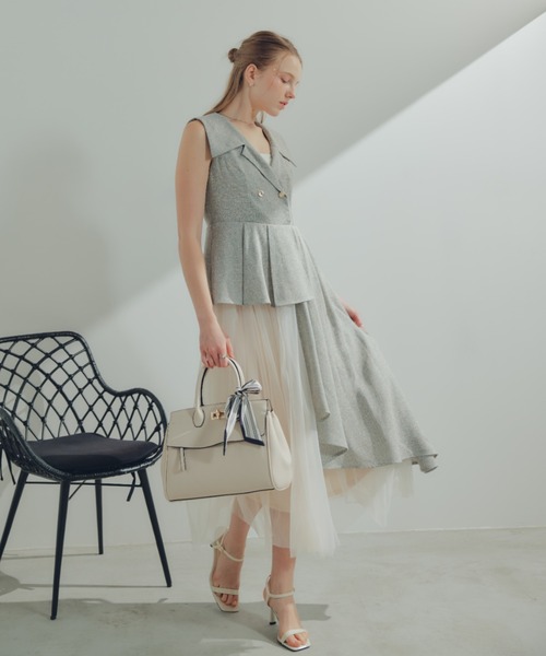 セール】ツイードジレフレアワンピース（ワンピース）｜ECREL