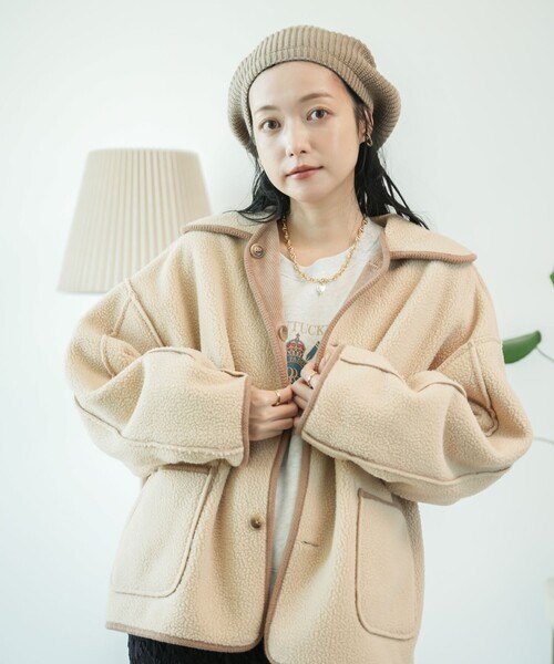 FREAK'S STORE（フリークスストア）の「襟付き リバーシブル コーデュロイボアジャケット（その他アウター・レディース・オフホワイト/キャメル/チャコール・ﾌﾘ-）」の5枚目の写真