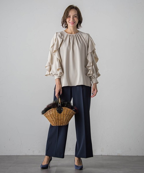 【セール】フレンチキス袖フリルブラウス≪洗濯機で洗える≫（シャツ/ブラウス）｜Viaggio Blu（ビアッジョブルー）