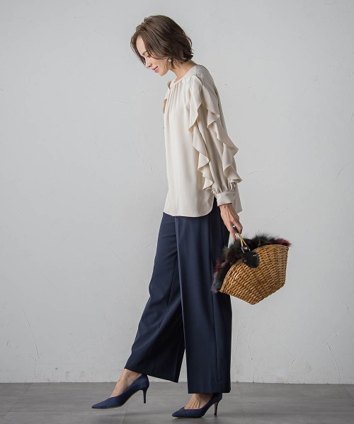 【セール】フレンチキス袖フリルブラウス≪洗濯機で洗える≫（シャツ/ブラウス）｜Viaggio Blu（ビアッジョブルー）