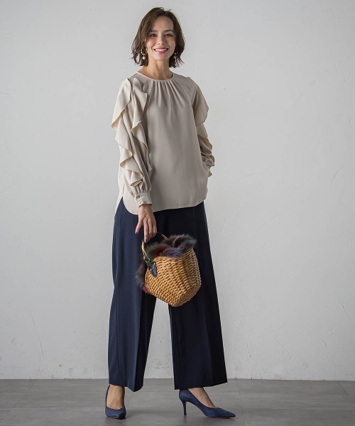 【セール】フレンチキス袖フリルブラウス≪洗濯機で洗える≫（シャツ/ブラウス）｜Viaggio Blu（ビアッジョブルー）