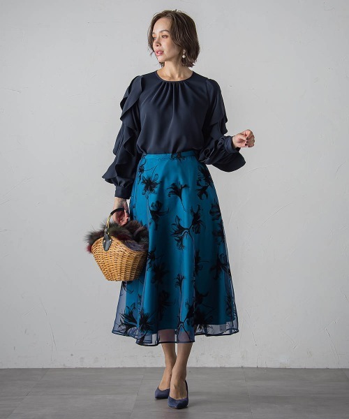 【セール】フレンチキス袖フリルブラウス≪洗濯機で洗える≫（シャツ/ブラウス）｜Viaggio Blu（ビアッジョブルー）