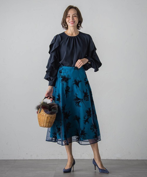 【セール】フレンチキス袖フリルブラウス≪洗濯機で洗える≫（シャツ/ブラウス）｜Viaggio Blu（ビアッジョブルー）