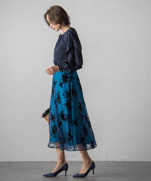 【セール】フレンチキス袖フリルブラウス≪洗濯機で洗える≫（シャツ/ブラウス）｜Viaggio Blu（ビアッジョブルー）