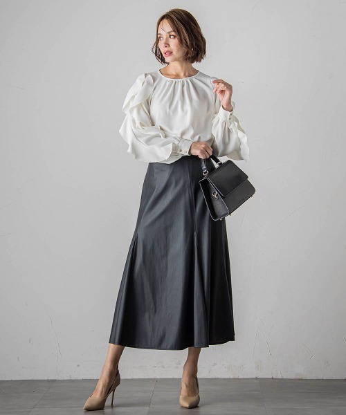 【セール】フレンチキス袖フリルブラウス≪洗濯機で洗える≫（シャツ/ブラウス）｜Viaggio Blu（ビアッジョブルー）