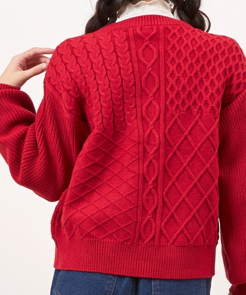 trois lapins kp（トロワラパンケーピー）の「ウォッシャブルニットカーディガン(140～160)（カーディガン/ボレロ・キッズ・レッド/アイボリー・140cm/150cm/160cm）」の7枚目の写真