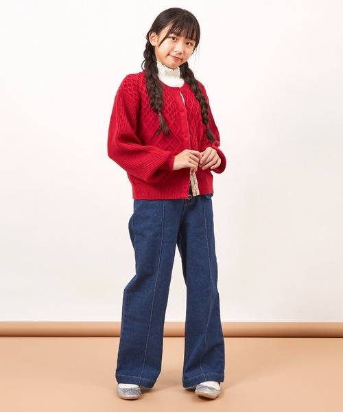 trois lapins kp（トロワラパンケーピー）の「ウォッシャブルニットカーディガン(140～160)（カーディガン/ボレロ・キッズ・レッド/アイボリー・140cm/150cm/160cm）」の4枚目の写真