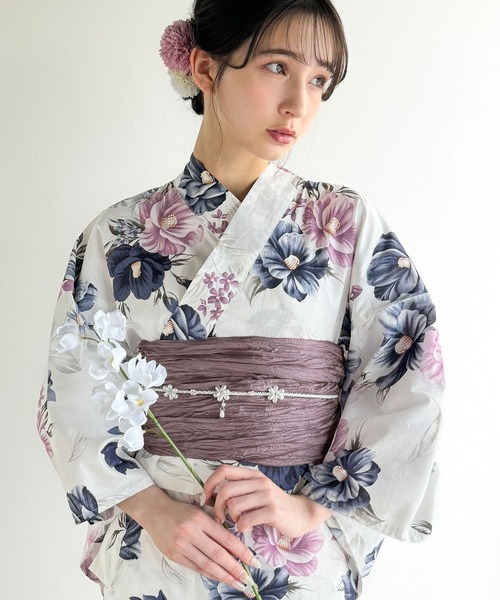 classicalelf（クラシカルエルフ）の「【新色３色追加！】【予約受付中/５月上旬入荷】【2点セット】甘く、上品に彩り添える。花柄モチーフ浴衣（浴衣・兵児帯）（浴衣・レディース・ブルー/ピンク/ブルー系その他/パープル/ブラック・ONE SIZE）」の17枚目の写真