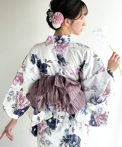 classicalelf（クラシカルエルフ）の「【新色３色追加！】【予約受付中/５月上旬入荷】【2点セット】甘く、上品に彩り添える。花柄モチーフ浴衣（浴衣・兵児帯）（浴衣・レディース・ブルー/ピンク/ブルー系その他/パープル/ブラック・ONE SIZE）」の19枚目の写真