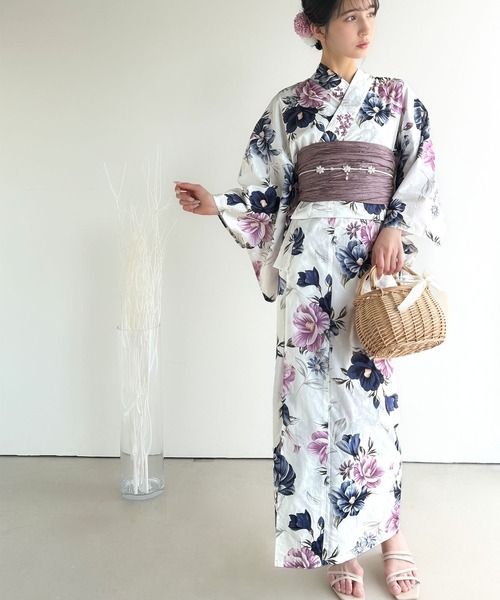 classicalelf（クラシカルエルフ）の「【新色３色追加！】【予約受付中/５月上旬入荷】【2点セット】甘く、上品に彩り添える。花柄モチーフ浴衣（浴衣・兵児帯）（浴衣・レディース・ブルー/ピンク/ブルー系その他/パープル/ブラック・ONE SIZE）」の21枚目の写真