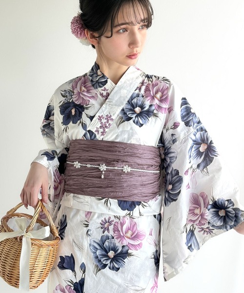 classicalelf（クラシカルエルフ）の「【新色３色追加！】【予約受付中/５月上旬入荷】【2点セット】甘く、上品に彩り添える。花柄モチーフ浴衣（浴衣・兵児帯）（浴衣・レディース・ブルー/ピンク/ブルー系その他/パープル/ブラック・ONE SIZE）」の22枚目の写真