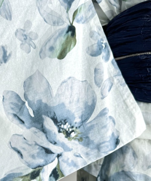 classicalelf（クラシカルエルフ）の「【新色３色追加！】【予約受付中/５月上旬入荷】【2点セット】甘く、上品に彩り添える。花柄モチーフ浴衣（浴衣・兵児帯）（浴衣・レディース・ブルー/ピンク/ブルー系その他/パープル/ブラック・ONE SIZE）」の6枚目の写真