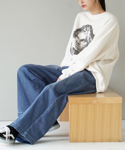 e-zakkamania stores(イーザッカマニアストアーズ)の「AIRジョグデニムバギーパンツ(デニムパンツ・レディース・ブラック系/ネイビー系/ワンウォッシュ/グレー系/ライトブルー・L/M)」の7枚目の写真