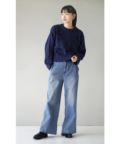 e-zakkamania stores(イーザッカマニアストアーズ)の「AIRジョグデニムバギーパンツ(デニムパンツ・レディース・ブラック系/ネイビー系/ワンウォッシュ/グレー系/ライトブルー・L/M)」の9枚目の写真