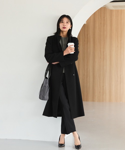 極美品⭐️ピュアカシミヤ ダブルチェスターコート ブラック XLサイズ相当 Amazon | ＜藤井毛織＞ピュア カシミヤ100% チェスターコート