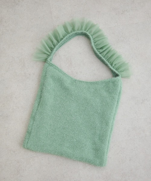 Green　Parks（グリーンパークス）の「・QUON フリルニットワンショルダー（ショルダーバッグ・レディース・グリーン/グレー/アイボリー・FREE）」の3枚目の写真