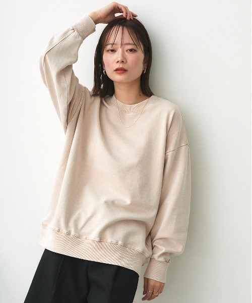 ad thie(アドティエ)の「ピグメント スウェット プルオーバー(Tシャツ/カットソー・レディース・ブラック/オフホワイト/グレー/ブラウン・FREE)」の10枚目の写真