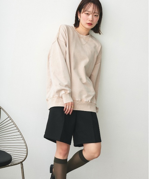 ad thie(アドティエ)の「ピグメント スウェット プルオーバー(Tシャツ/カットソー・レディース・ブラック/オフホワイト/グレー/ブラウン・FREE)」の8枚目の写真