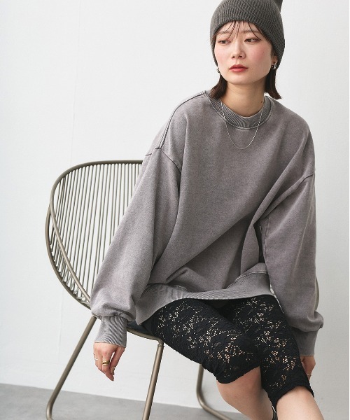 ad thie(アドティエ)の「ピグメント スウェット プルオーバー(Tシャツ/カットソー・レディース・ブラック/オフホワイト/グレー/ブラウン・FREE)」の19枚目の写真