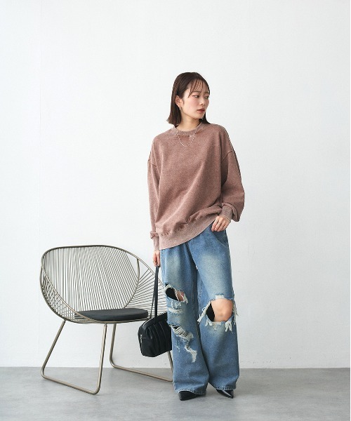 ad thie(アドティエ)の「ピグメント スウェット プルオーバー(Tシャツ/カットソー・レディース・ブラック/オフホワイト/グレー/ブラウン・FREE)」の17枚目の写真