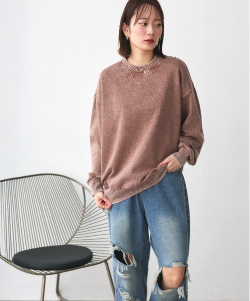 ad thie(アドティエ)の「ピグメント スウェット プルオーバー(Tシャツ/カットソー・レディース・ブラック/オフホワイト/グレー/ブラウン・FREE)」の13枚目の写真