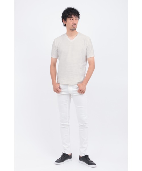 HIGH STREET∴ランダムウェーブタック半袖Vネックカットソー HIGH STREET∴ランダムウェーブタック半袖Vネックカットソー（T