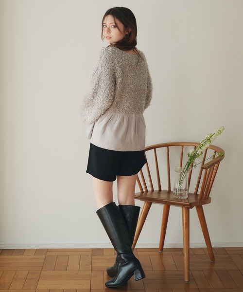 fupel（フぺル）の「peplum feather yarn knit cardigan / ペプラムフェザーヤーンニットカーディガン（カーディガン/ボレロ・レディース・アイボリー/グレー・FREE）」の11枚目の写真
