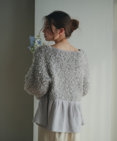 fupel（フぺル）の「peplum feather yarn knit cardigan / ペプラムフェザーヤーンニットカーディガン（カーディガン/ボレロ・レディース・アイボリー/グレー・FREE）」の21枚目の写真