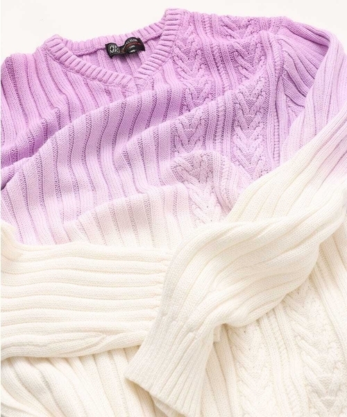 MK MICHEL KLEIN HOMME （エムケーミッシェルクランオム）の「【残りわずか/天然素材使用/洗える】グラデーションケーブルニット（ニット/セーター・メンズ・ライトブルー/ピンク・MEDIUM/LARGE/X-LARGE）」の10枚目の写真