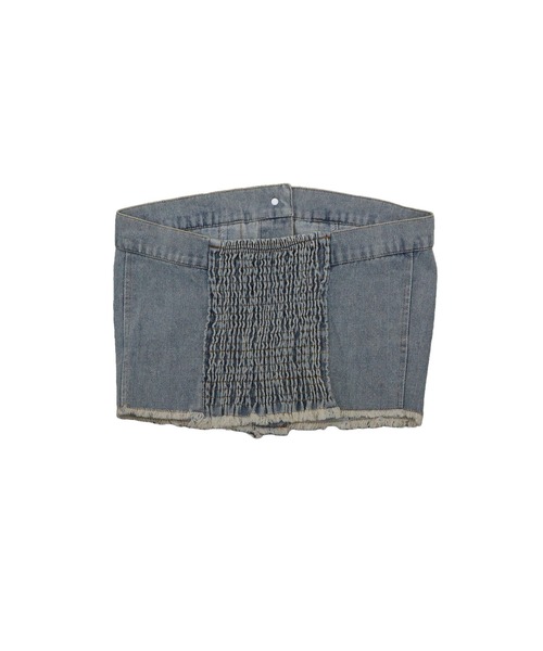 tinkerend(ティンカーエンド)の「Denim Tube Top / デニムチューブトップ ベアトップ(チューブトップ・レディース・ライトブルー/ブルー・FREE)」の10枚目の写真