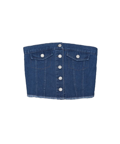tinkerend(ティンカーエンド)の「Denim Tube Top / デニムチューブトップ ベアトップ(チューブトップ・レディース・ライトブルー/ブルー・FREE)」の11枚目の写真