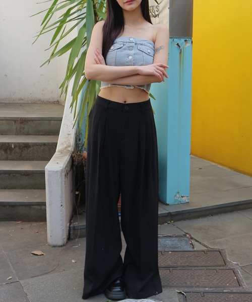 tinkerend(ティンカーエンド)の「Denim Tube Top / デニムチューブトップ ベアトップ(チューブトップ・レディース・ライトブルー/ブルー・FREE)」の3枚目の写真