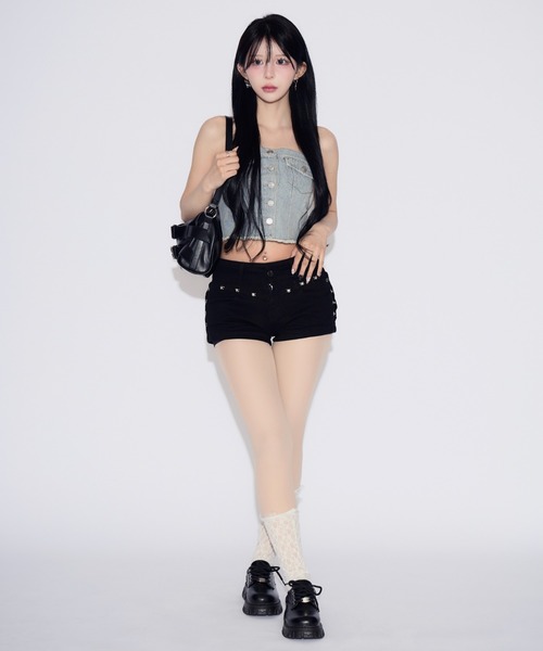 tinkerend(ティンカーエンド)の「Denim Tube Top / デニムチューブトップ ベアトップ(チューブトップ・レディース・ライトブルー/ブルー・FREE)」の21枚目の写真