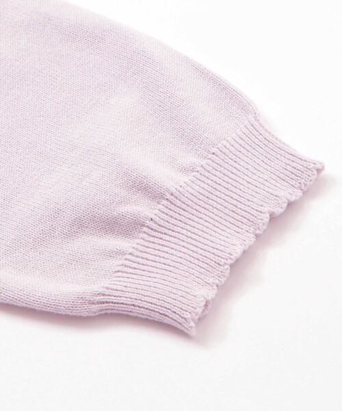 SLAP SLIP(スラップスリップ)の「お花ボタンリボン付き刺しゅう裾袖スカラップニットカーディガン(90~130cm)(カーディガン/ボレロ・キッズ・パープル/ホワイト・130cm/90cm/110cm/100cm/120cm)」の11枚目の写真