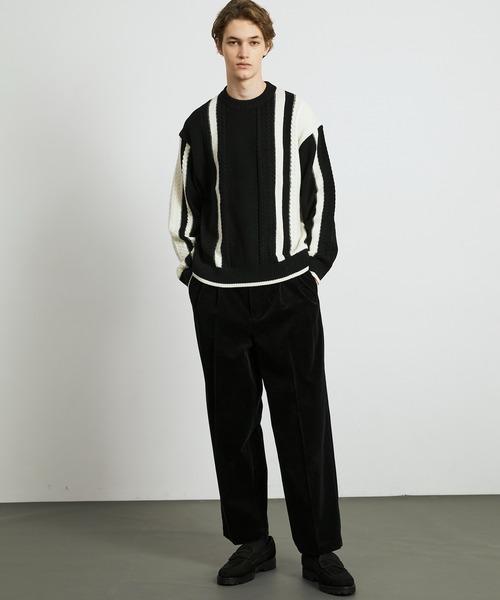 ケーブルインターシャ バイカラーニット（ニット/セーター）｜UNITED