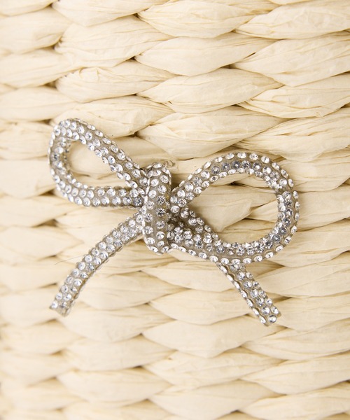 one after another NICE CLAUP(ワンアフターアナザーナイスクラップ)の「キラキラリボンペーパーバッグ(かごバッグ・レディース・アイボリー/ブラック・FREE)」の10枚目の写真