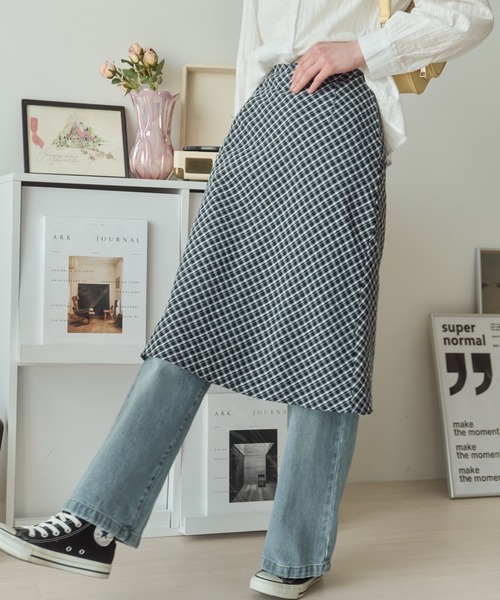 Birthday room(バースデイルーム)の「チェック柄Aラインミディスカート/check Aline midi skirt(スカート・レディース・ライトグリーン/ブラウン/ブラック・FREE)」の8枚目の写真