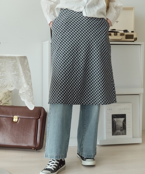 Birthday room(バースデイルーム)の「チェック柄Aラインミディスカート/check Aline midi skirt(スカート・レディース・ライトグリーン/ブラウン/ブラック・FREE)」の13枚目の写真