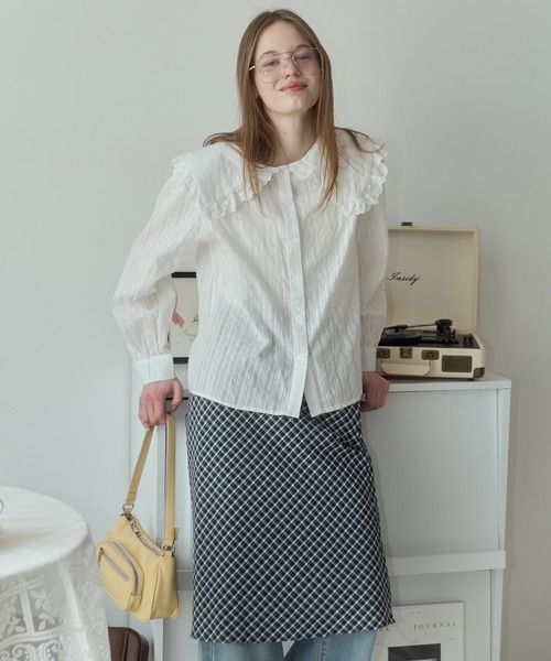 Birthday room(バースデイルーム)の「チェック柄Aラインミディスカート/check Aline midi skirt(スカート・レディース・ライトグリーン/ブラウン/ブラック・FREE)」の9枚目の写真