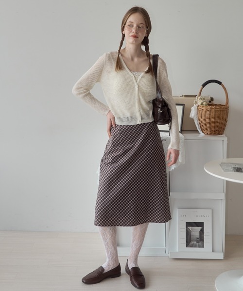 Birthday room(バースデイルーム)の「チェック柄Aラインミディスカート/check Aline midi skirt(スカート・レディース・ライトグリーン/ブラウン/ブラック・FREE)」の18枚目の写真