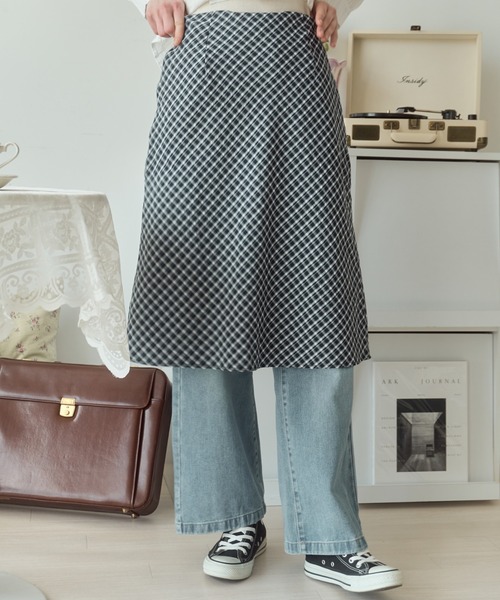 Birthday room(バースデイルーム)の「チェック柄Aラインミディスカート/check Aline midi skirt(スカート・レディース・ライトグリーン/ブラウン/ブラック・FREE)」の7枚目の写真