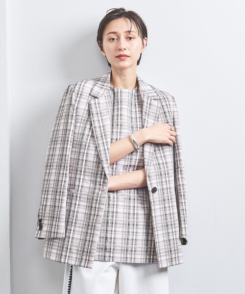 UNITED ARROWS（ユナイテッドアローズ）の「チェック テーラード ジャケット（テーラードジャケット・レディース・ライトグレー・36/38）」の2枚目の写真