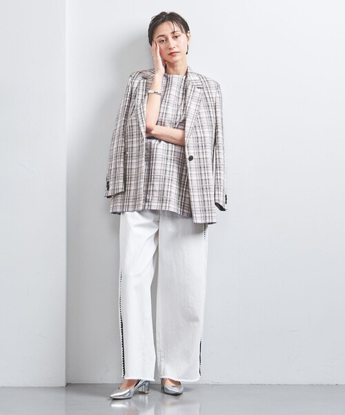 UNITED ARROWS（ユナイテッドアローズ）の「チェック テーラード ジャケット（テーラードジャケット・レディース・ライトグレー・36/38）」の3枚目の写真