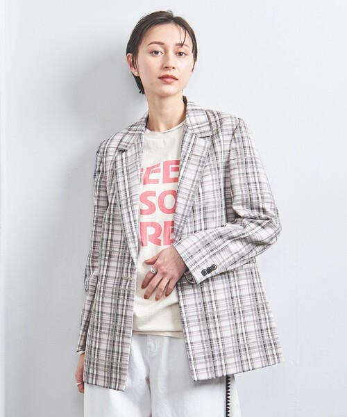 UNITED ARROWS（ユナイテッドアローズ）の「チェック テーラード ジャケット（テーラードジャケット・レディース・ライトグレー・36/38）」の5枚目の写真