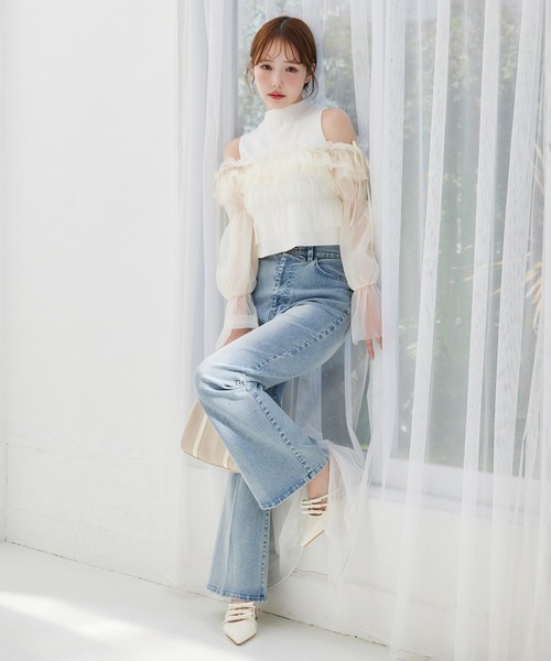 one after another NICE CLAUP(ワンアフターアナザーナイスクラップ)の「ブラウス×ニットアンサンブル(アンサンブル・レディース・ネイビー系/ホワイト系その他/ブルー系その他・FREE)」の5枚目の写真